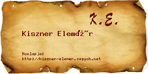 Kiszner Elemér névjegykártya